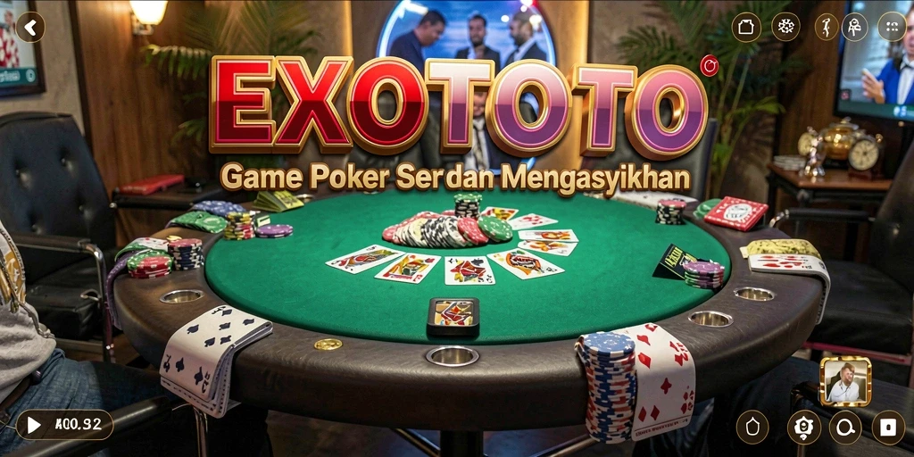 Tampilan gameplay seru di EXOTOTO yang menggambarkan suasana Poker.