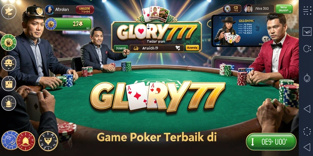 Tampilan menarik dari gameplay GLORY777 dengan suasana poker yang mendebarkan.