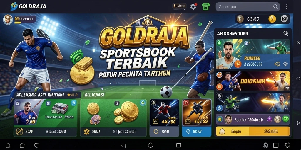 Tampilan interaktif dari gameplay Sportsbook GOLDRAJA dengan berbagai pilihan taruhan.