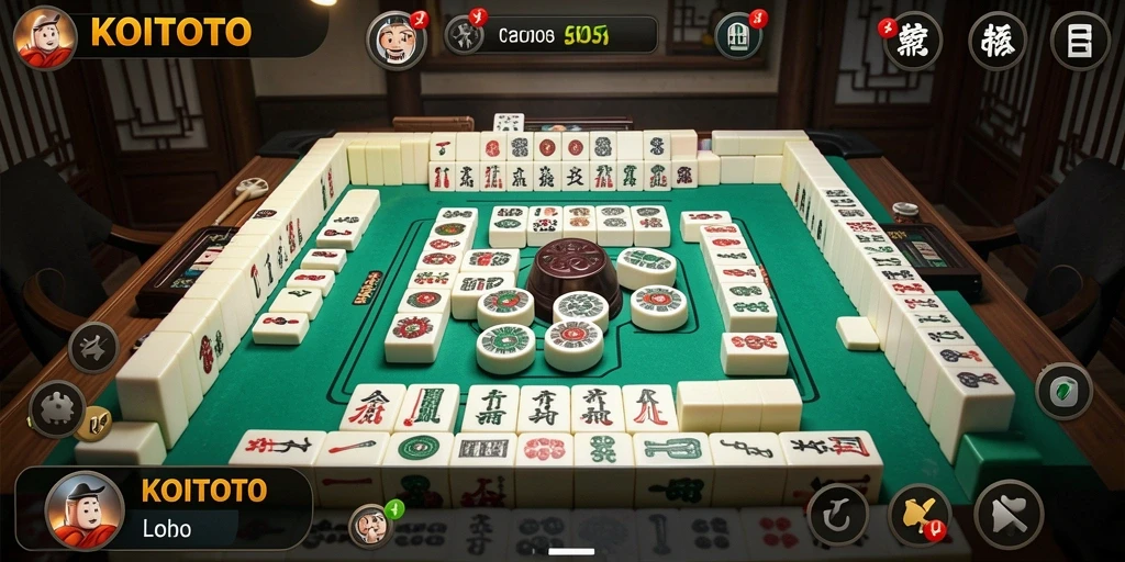 Tampilan gameplay seru dari KOITOTO yang menampilkan ubin Mahjong.