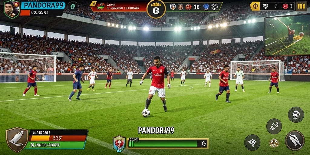 Screenshot utama PANDORA99 menampilkan aksi pertandingan olahraga yang seru.
