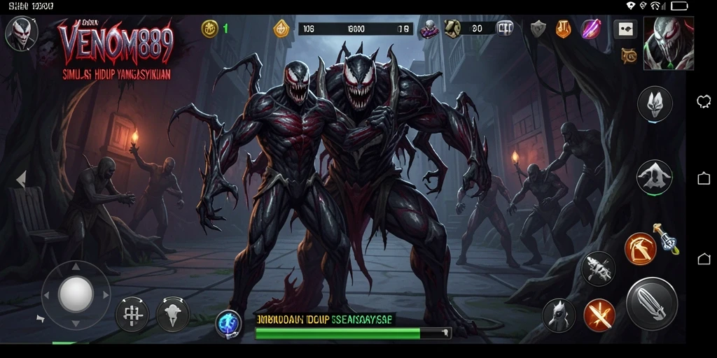 Tangkapan layar utama VENOM889 menampilkan gameplay simulasi yang menarik.